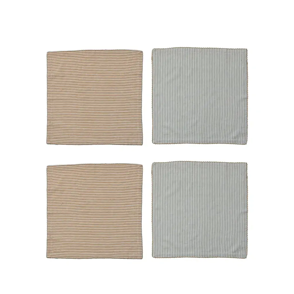 Zeppelin Square Cotton Napkins With Scalloped Edge And Stripes