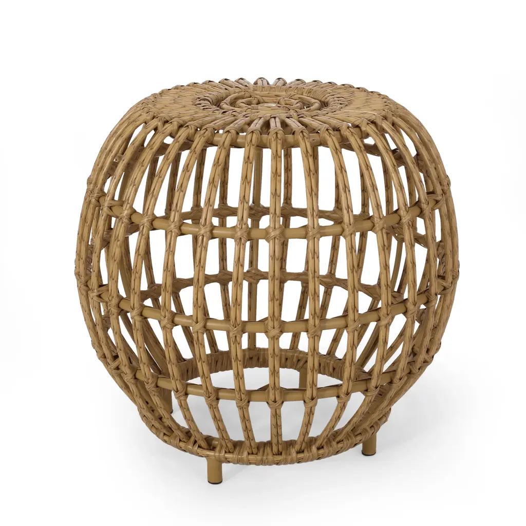 Reverent Outdoor End Table With Rattan Frame And Handcrafted Design
