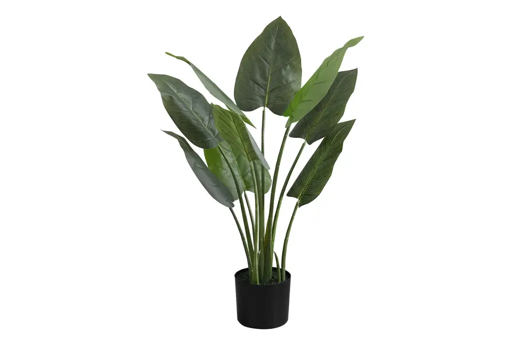 37" Green Plastic Artificial Aureum Tree In Black Pot