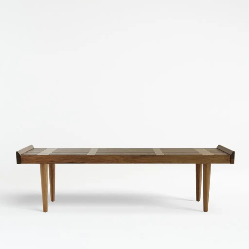 Tate 54" Walnut Slatted Bench