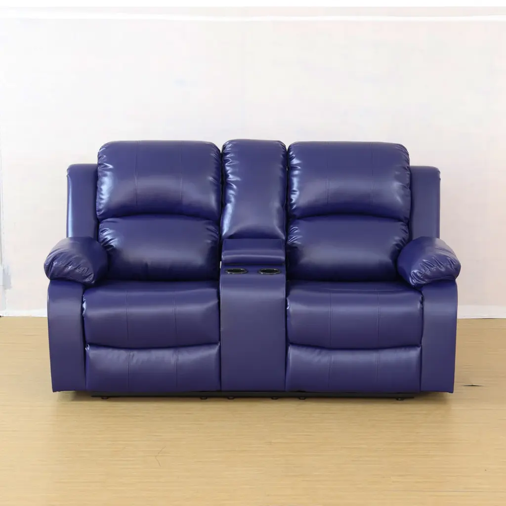 Kisrais 73.5" Wide Faux Leather Manual Reclining Loveseat - Blue