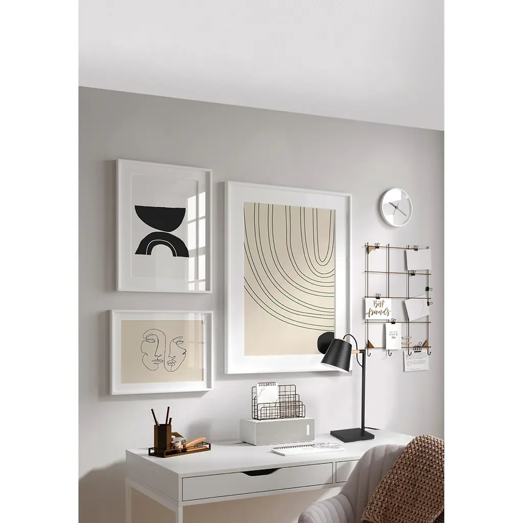 Lacey - Table Lamp - Structured Black Finish - Black And White Shade - Structured Black, White