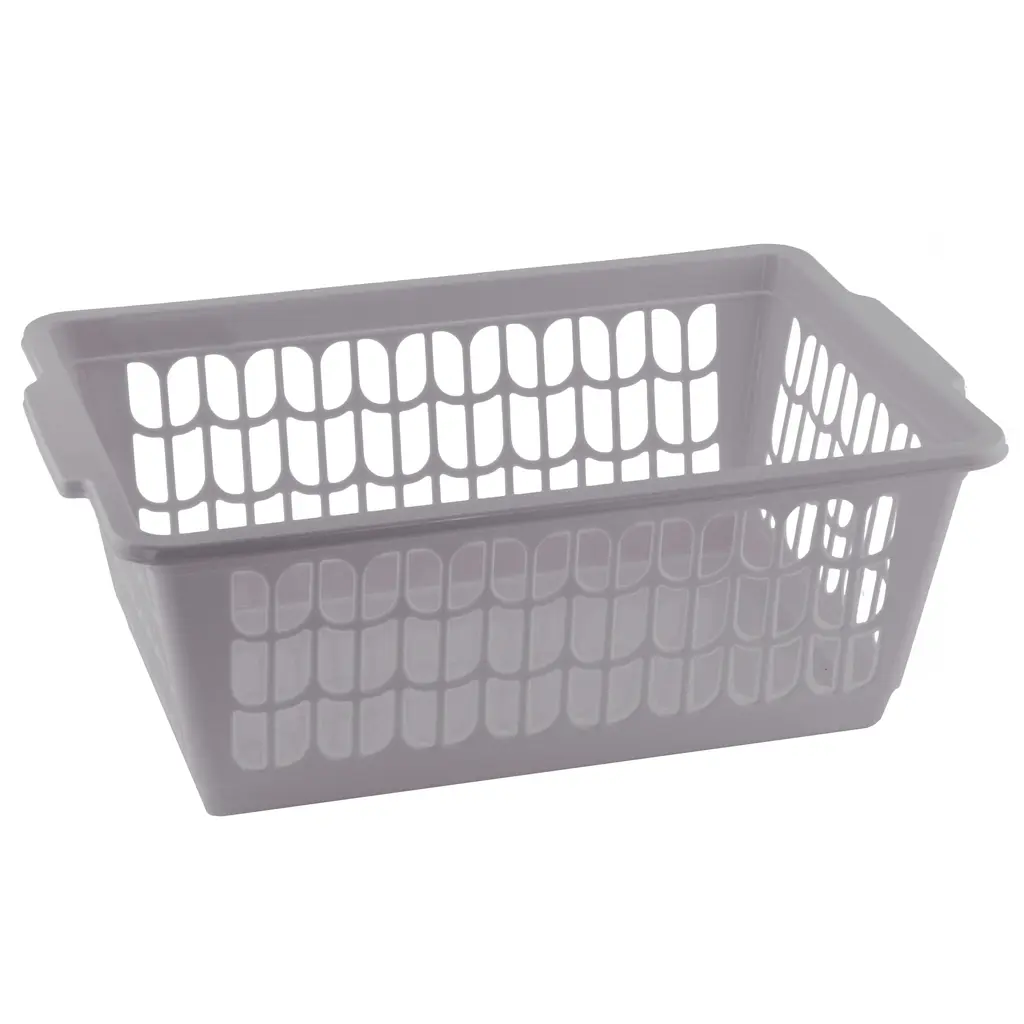Small Plastic Storage Basket For Organizing Kitchen Pantry, Countertop - Grey
