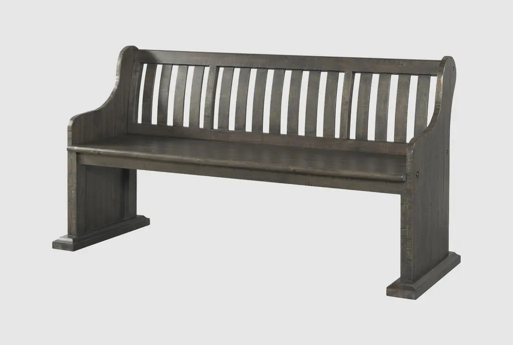 Brown Wood 68" Ladder Back Pew Bench / Settee With Arm | Entryway