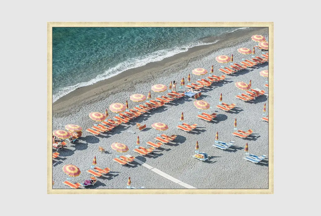 42x32 On Positano Time With Gold Champagne Frame | Framed Art | Print | Made In The Usa | Horizontal