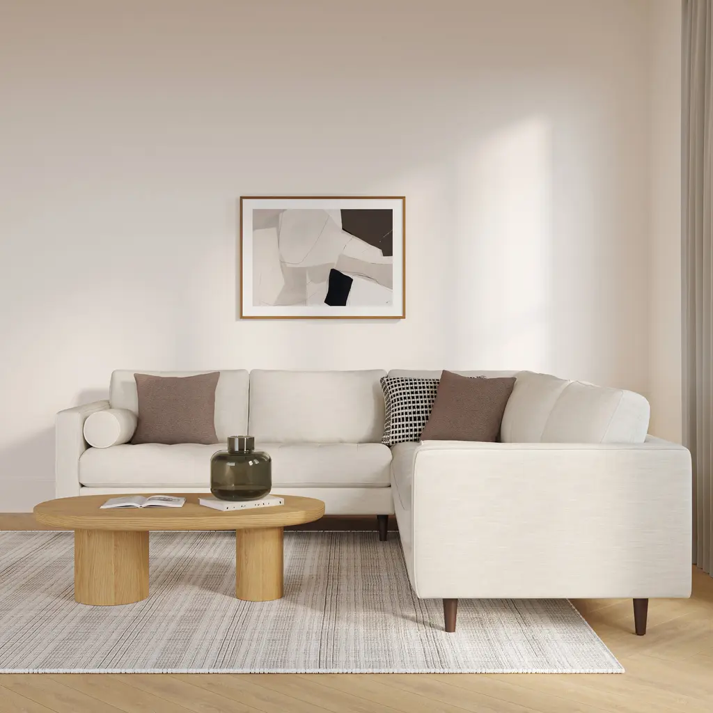 Sven 107" Tufted Corner Sectional - Biscuit Cream