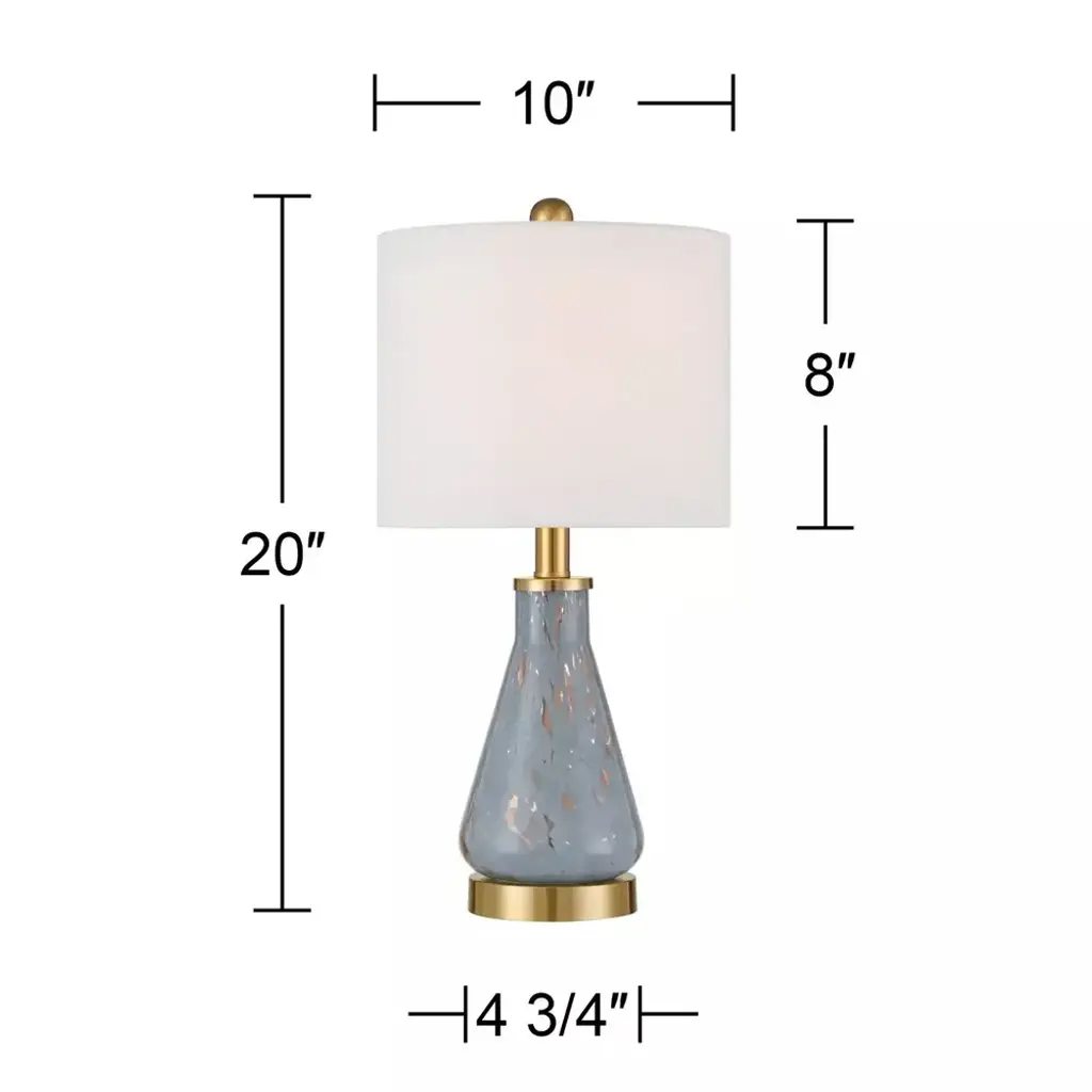 Set Of 2 Alexia 20" Gold And Blue Glass Table Lamps - 10" X 19" - 10" X 19" - Blue