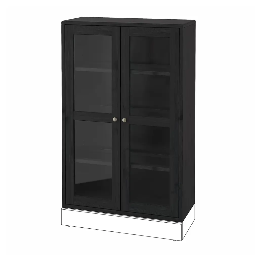 Havsta Glass-Door Cabinet - Black 31 7/8x13 3/4x48 3/8 "