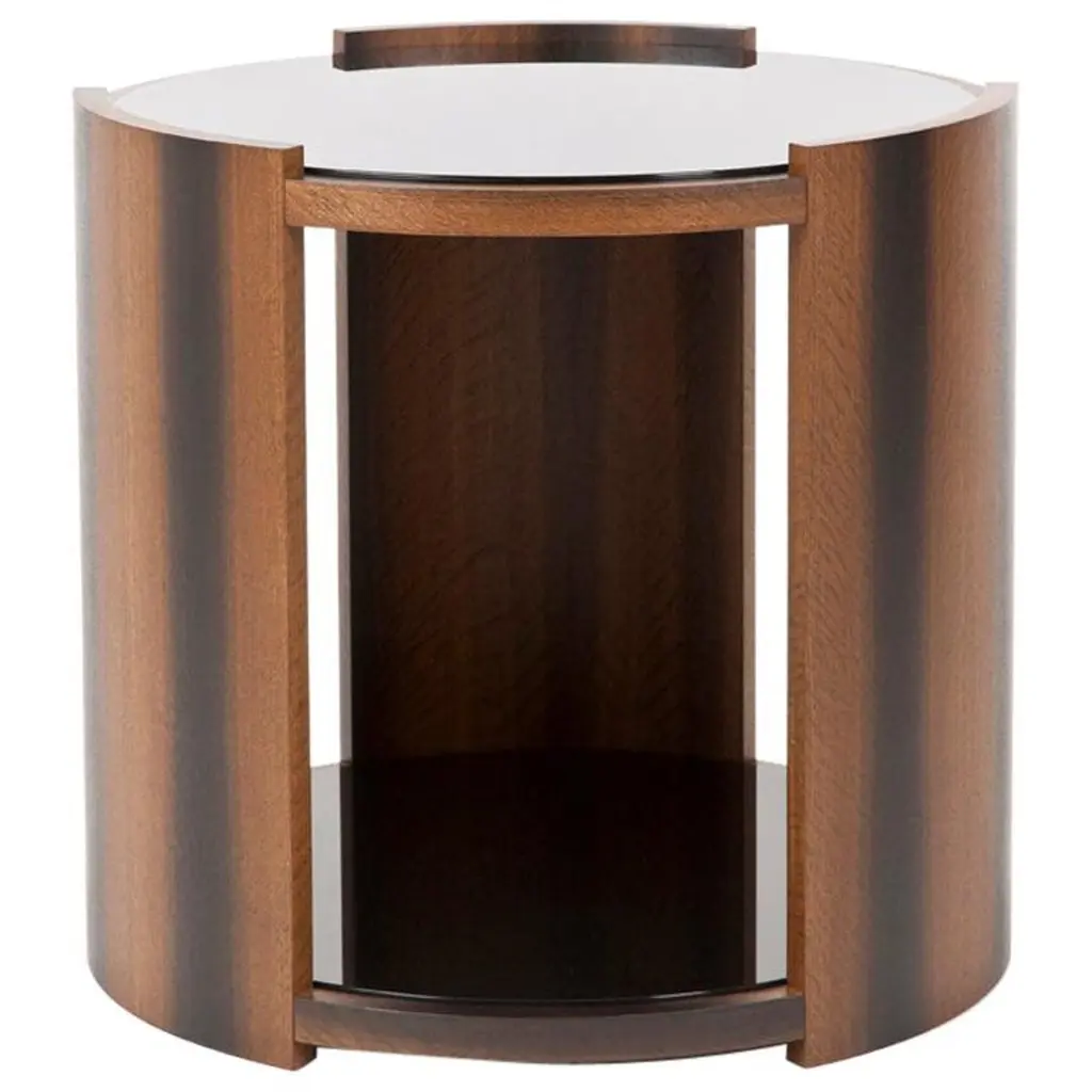 Round Coffee Table In Oak And Black Glass