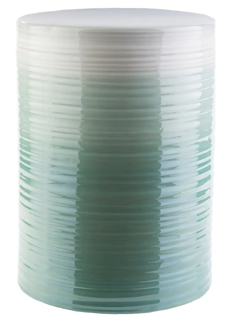 Waverly Ceramic Garden Stool, Seafoam Ombre