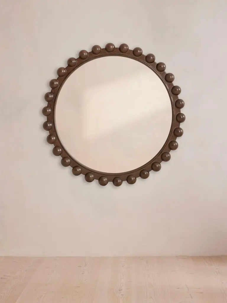 Emilia Bobbin Wall Mirror, Dark Ash