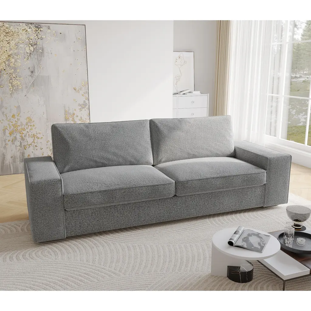 80" Modern Loveseat Couch 3 Seater Sofa - Grey