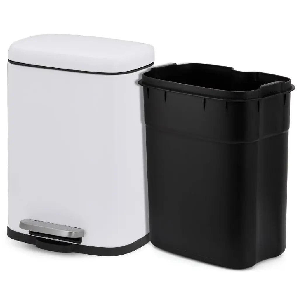 Trash Can, 5L/1.3 Gallon Bathroom Trash Can Stainless Steel With Foot Pedal & Quiet-close Lid