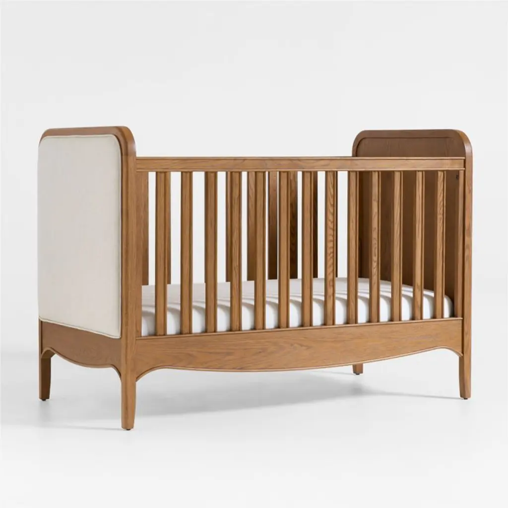 Bacton Oak Wood Convertible Baby Crib With Toddler Bed Rail By Jake Arnold