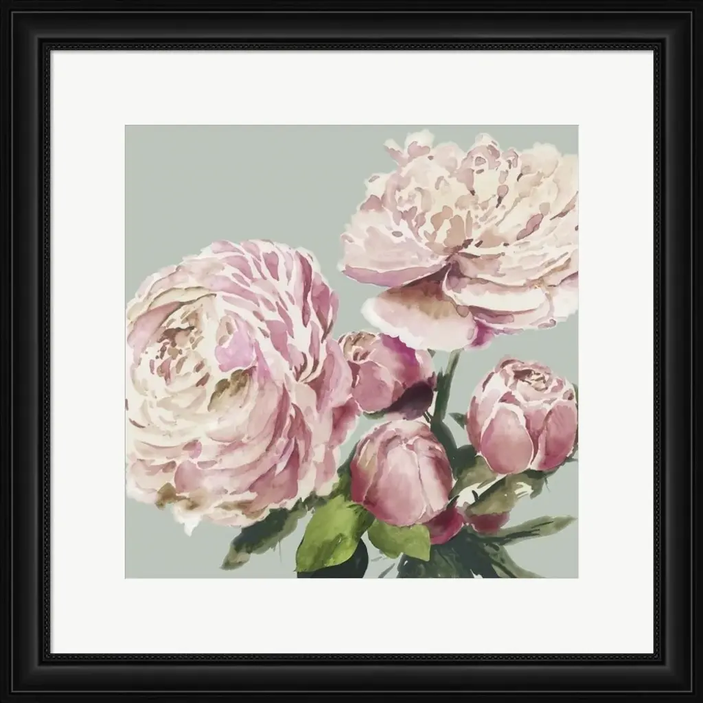 Asia Jensen 'Pink Peony Ii' Framed Art - Plastic - Black