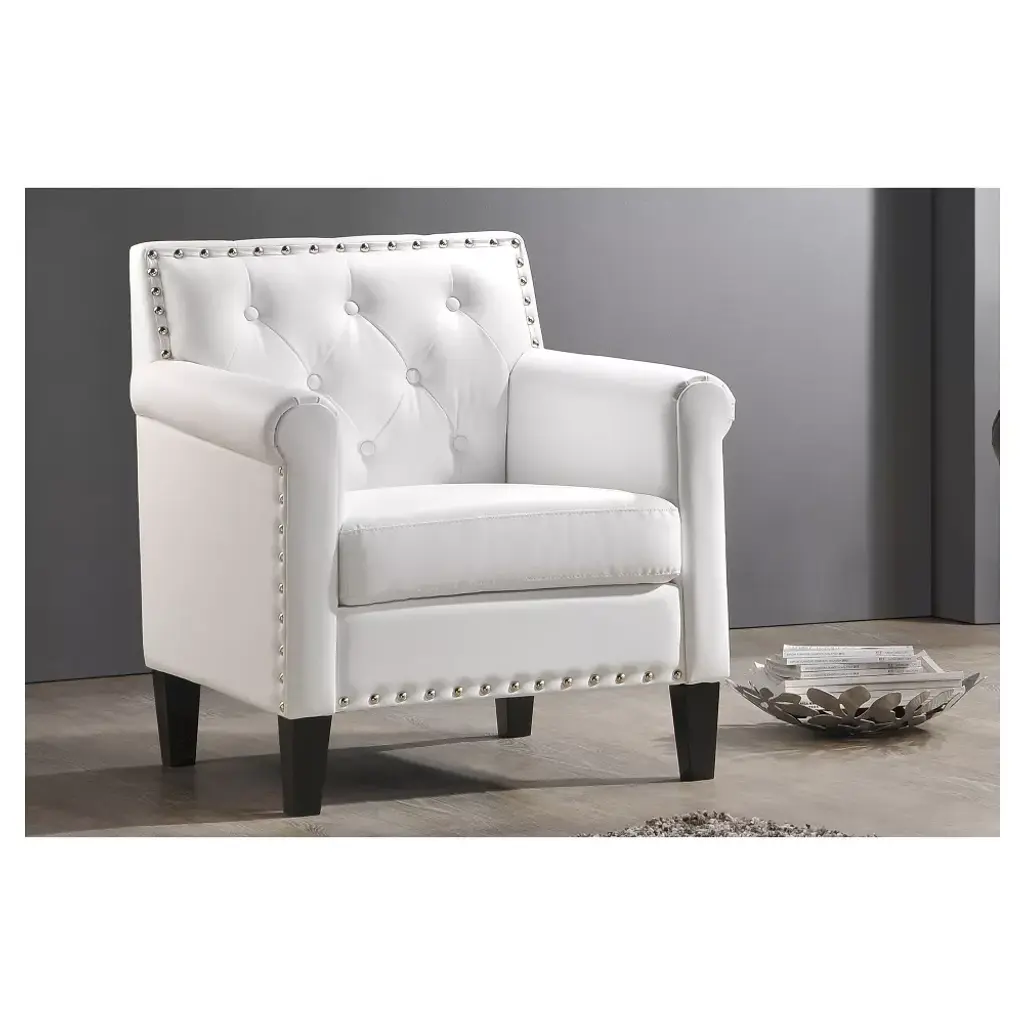 Thalassa Modern Armchair White Baxton Studio: Faux Leather