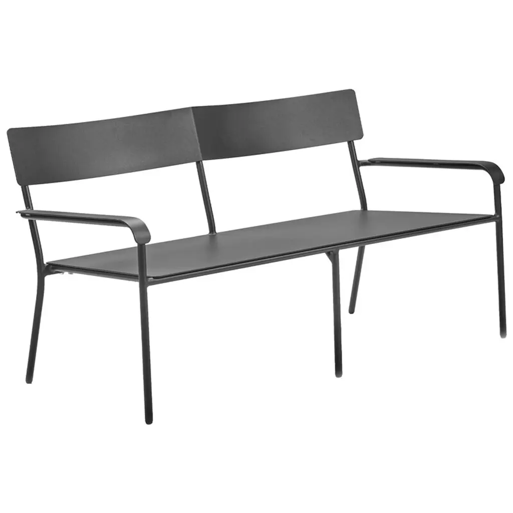 August 2-seater Bench With Backrest, Black