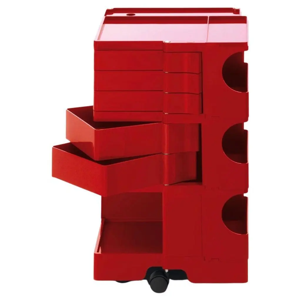 Joe Colombo 'Boby' Trolley Size M With 5 Drawers In Red For B-Line