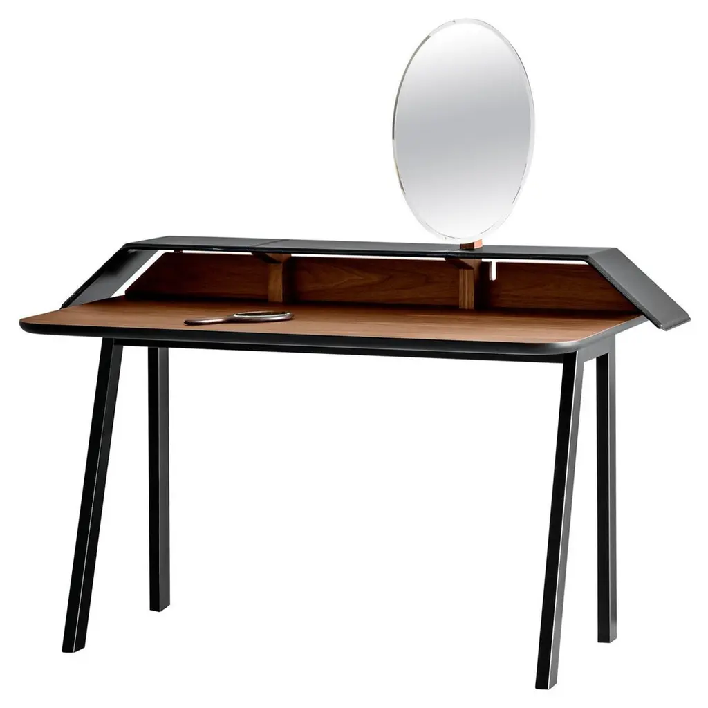 Tolda Desk With Mirror In Canaletto Walnut & Black Frame By Valentina Carretta