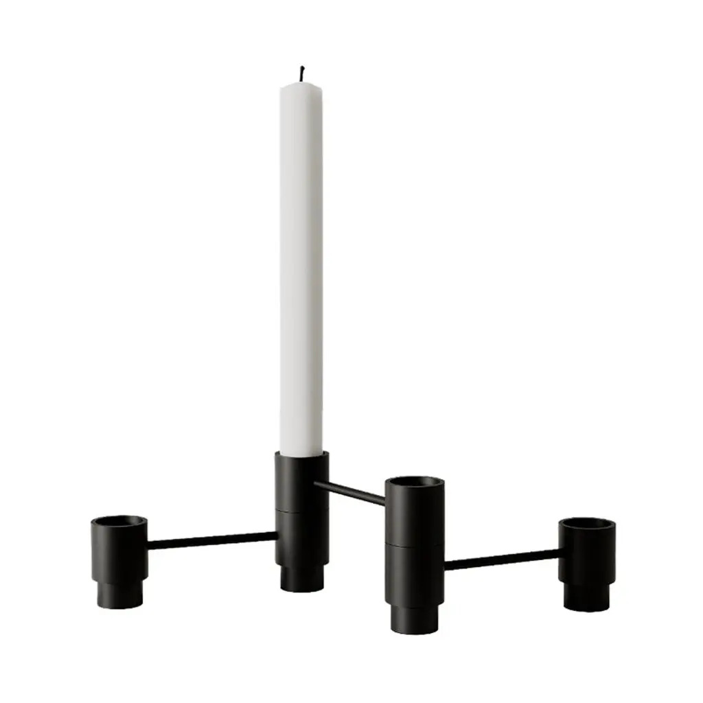 Structure Candleholder, 3 Pcs, Black