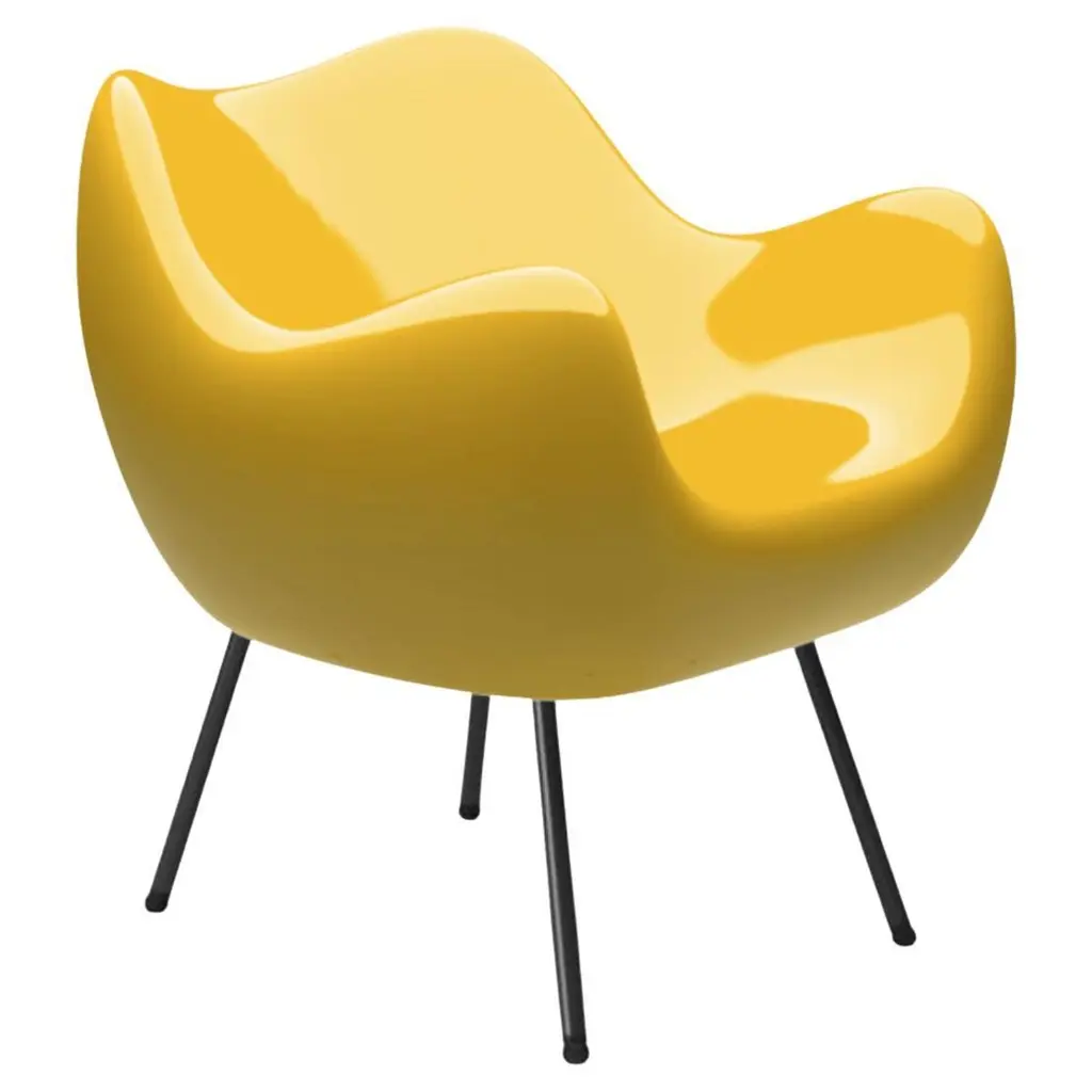 Rm58 Classic Yellow Composite Seat And Powder-Coated Steel Legs Armchair By Vzor
