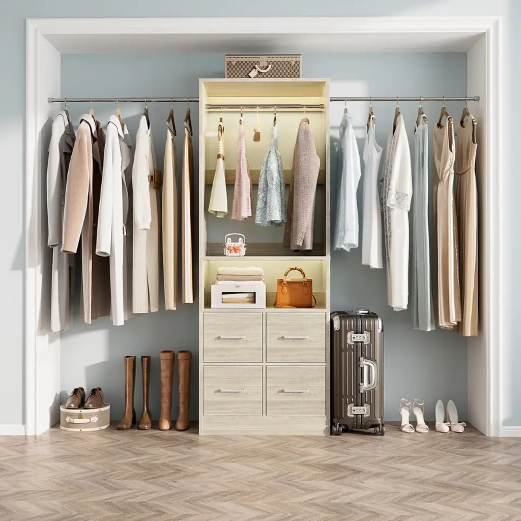 Aheaplus 25" To 103" Closet System With Four Farbric Drawers