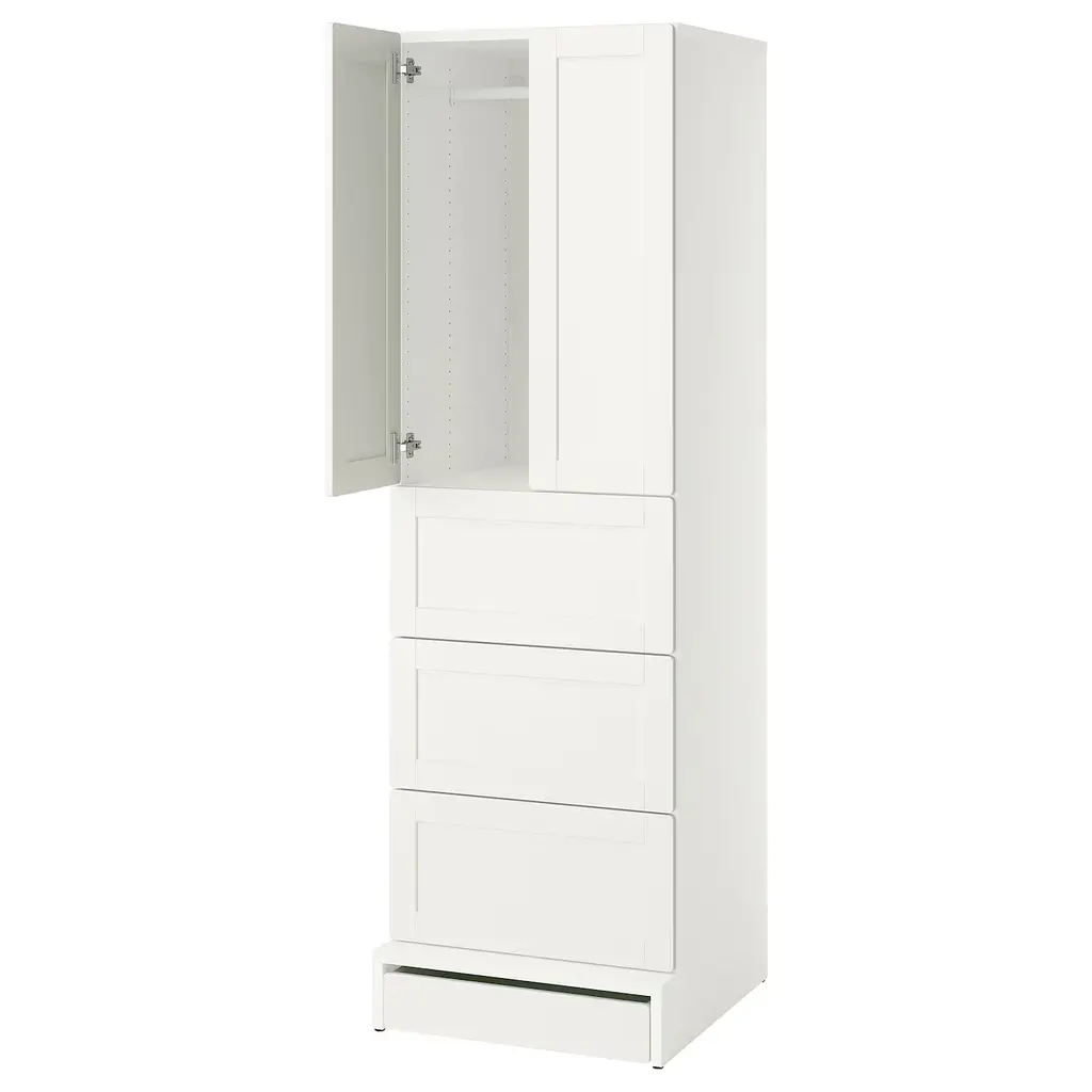 Småstad / Uppföra Wardrobe - White With Frame/with 3 Drawers 23 5/8x25 5/8x77 1/8 "