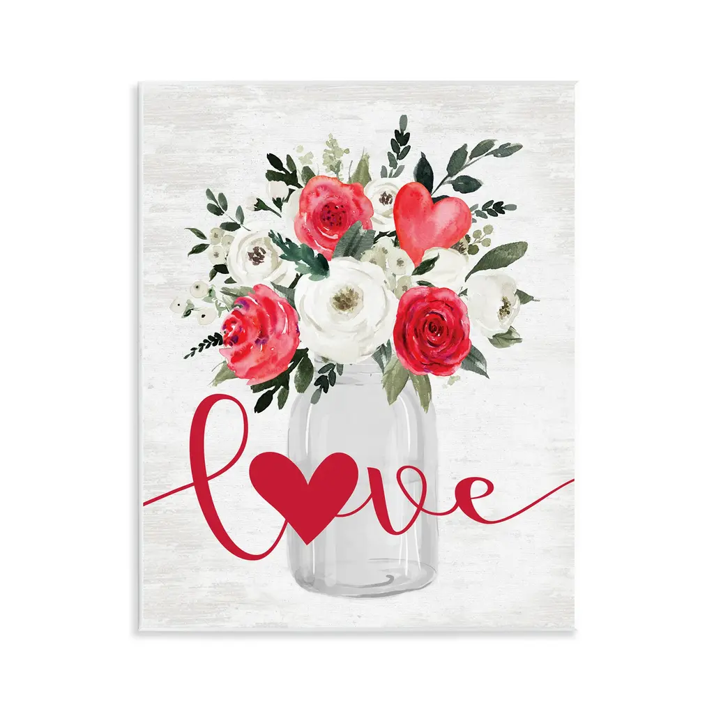 Stupell Red Love Bouquet Wall Plaque Art Design By Lettered And Lined - 11 X 14