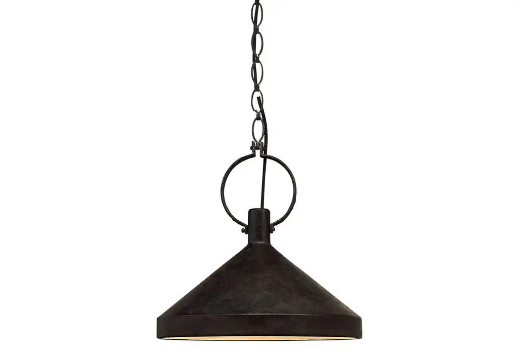 Limoges Large Pendant, Aged Iron