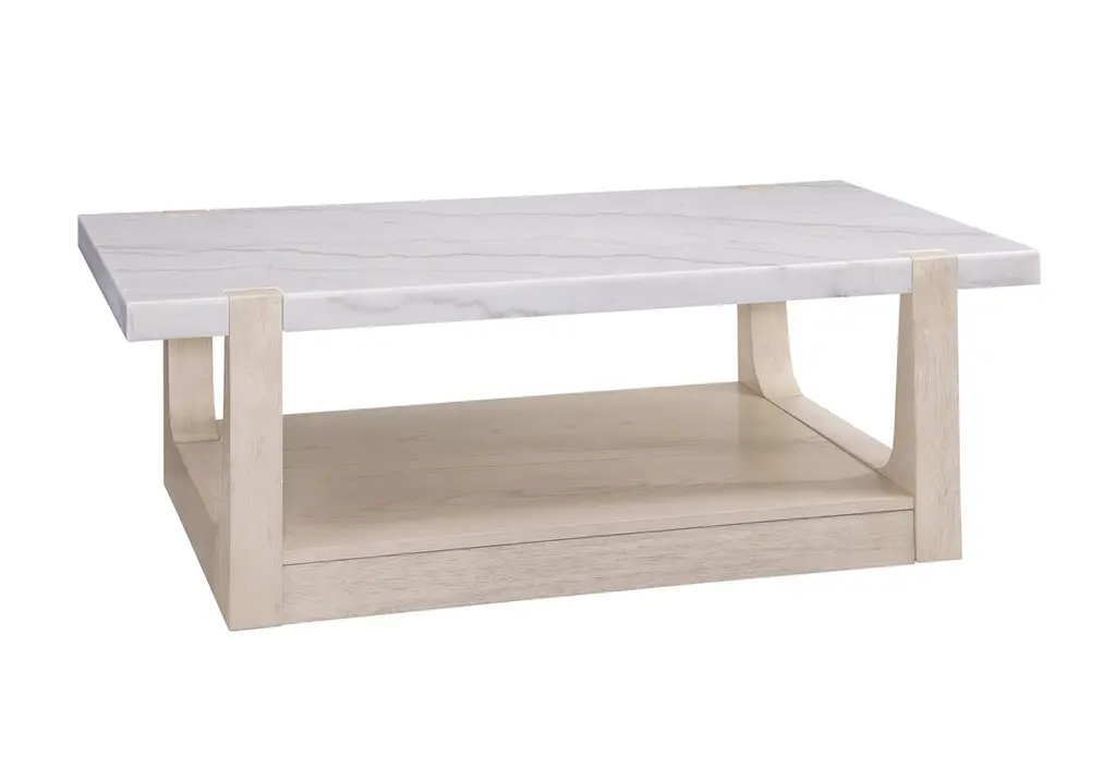 Fannie Rectangular Marble Cocktail Table, Sun Bleached Ash