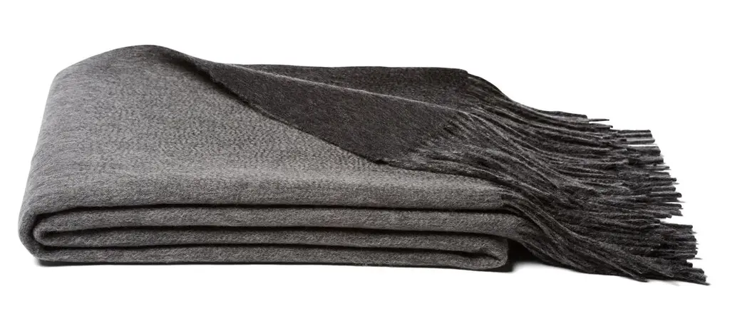 Reversible Cashmere Blend Throw, Gray