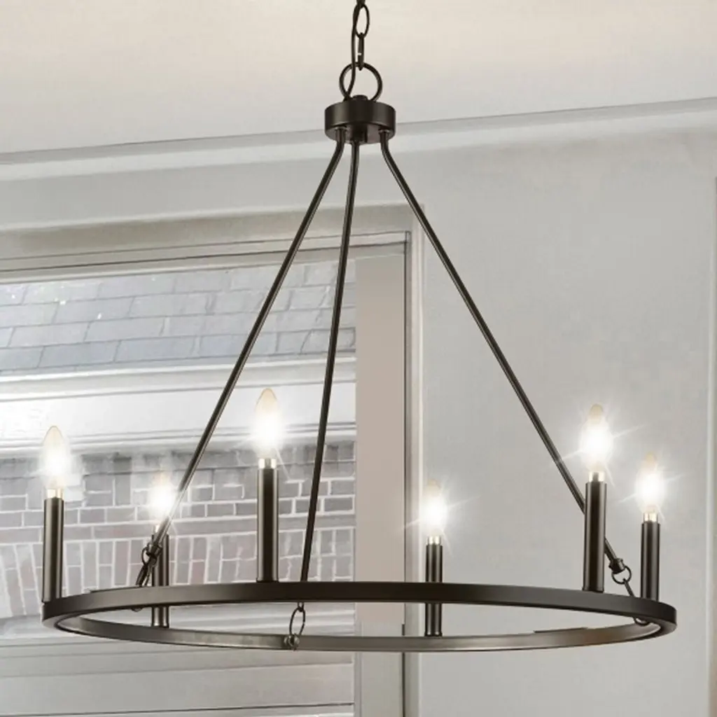 Urban Ambiance Luxury Modern Farmhouse Indoor Chandelier,  24-7/8''h X 27-5/8"w X 27-5/8''d,  Matte Black Finish, Uhp4602