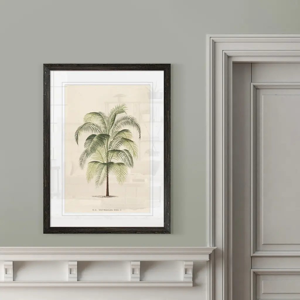 Les Palmiers Iii-Framed - Black - 22x30 - Portrait - Rectangle - All Seasons - Traditional - Handmade - Black - Impressionism - Ansel Adams - Black - Floral - Wood - 22x30