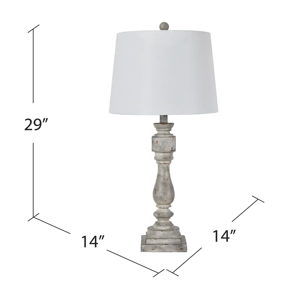 Ed Rustic Distressed Gray Table Lamp - 14"rnd X 29"h - 14"rnd X 29"h - White Washed Grey