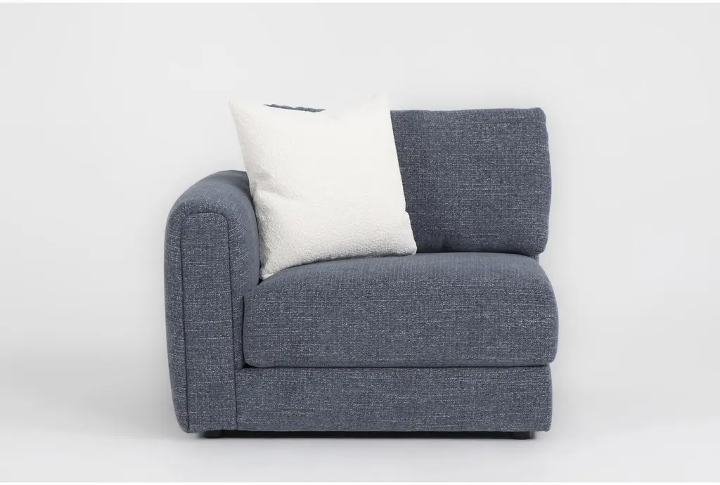 Harmony Blue Modular Curved Left Arm Facing Chair | Fabric | Loose Reversible Back