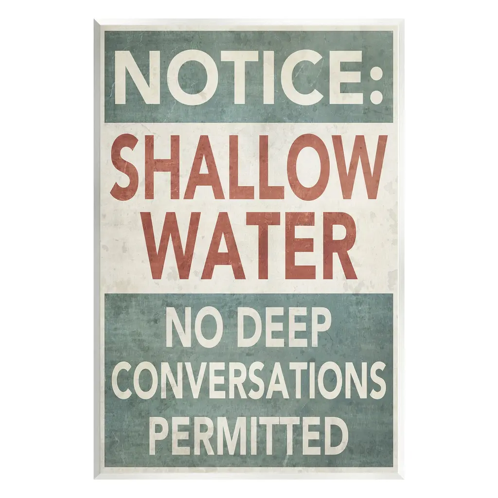 Stupell Vintage Shallow Water Phrase Wall Plaque Art Design By Graffitee Studios - 10 X 15
