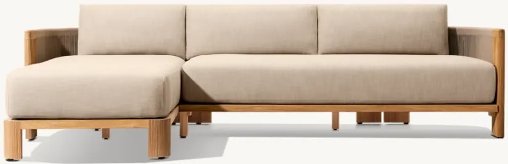 Striata Teak Left-Arm Sofa-Chaise Sectional