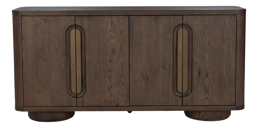 Mod Walnut Bronze Pull Buffet Sideboard