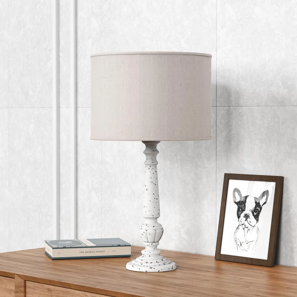 Rustic Table Lamp Bedside Nightstand Lamp Set Of 2 - White-2Pack