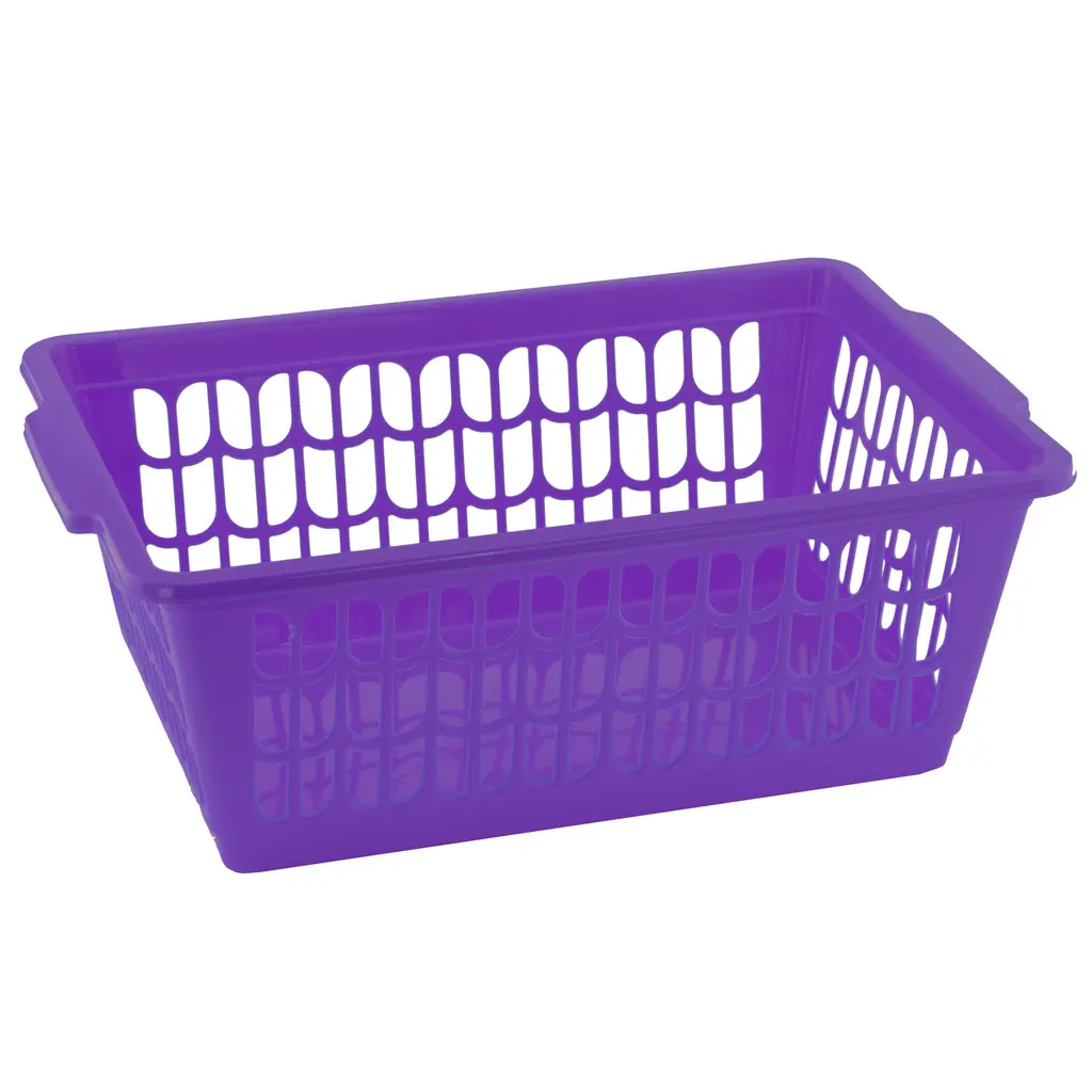 Small Plastic Storage Basket For Organizing Kitchen Pantry, Countertop - Purple