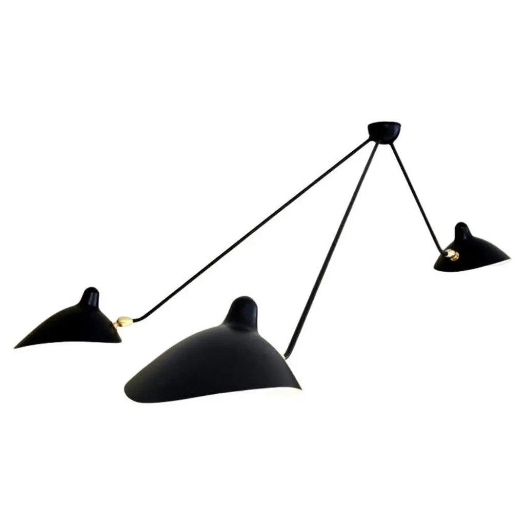Serge Mouille - Black Or White Spider Ceiling Lamp With 3 Arms