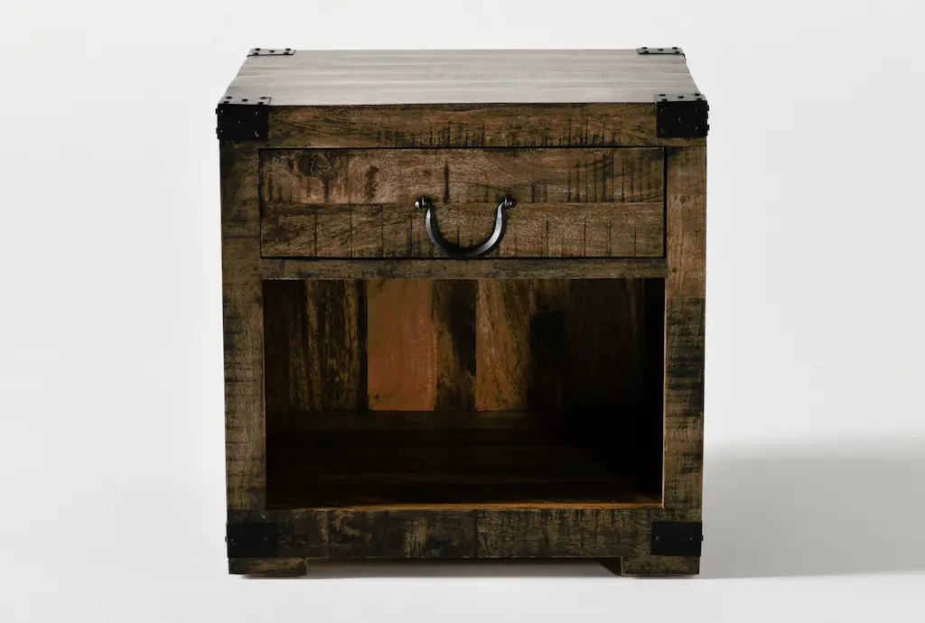 Wally Brown 24" Wide Rectangle Wood End Table | Storage | Drawer | Mango