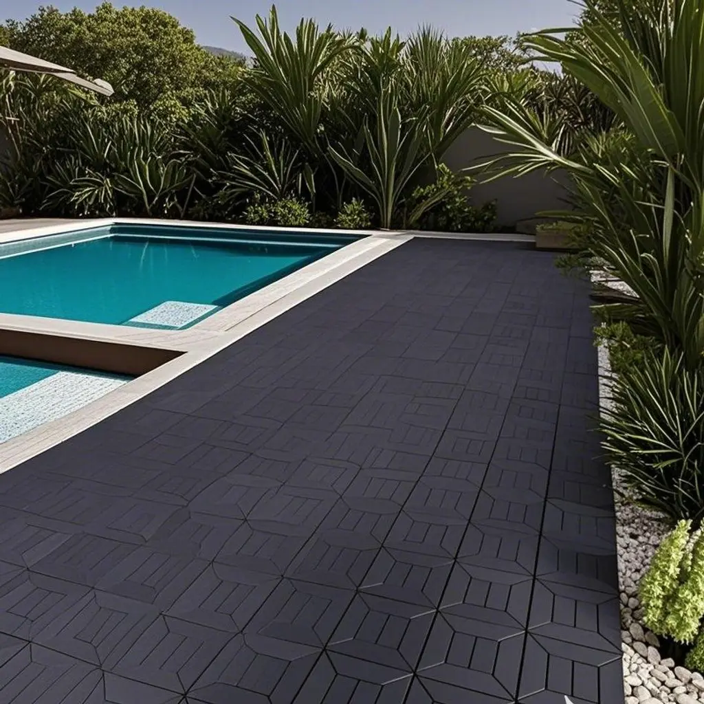 Gulches New Style 12" Patio Deck Tiles, Diy Module Interlocking Decking Tiles Floor Tile Outdoor And Indoor,44pcs Dark Gray