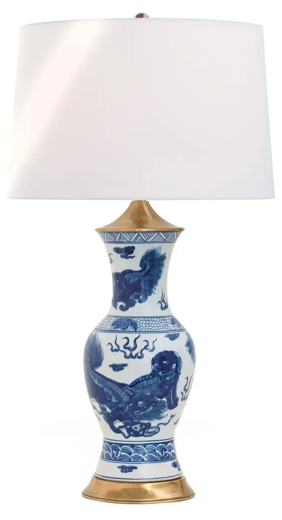 Chow Table Lamp, Blue/white