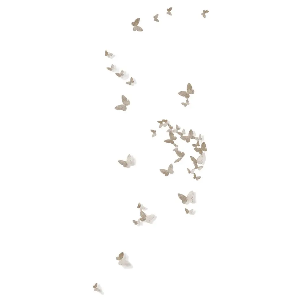 Butterfly Wall Sculpture, Vertical Flight Right, Aged Silver