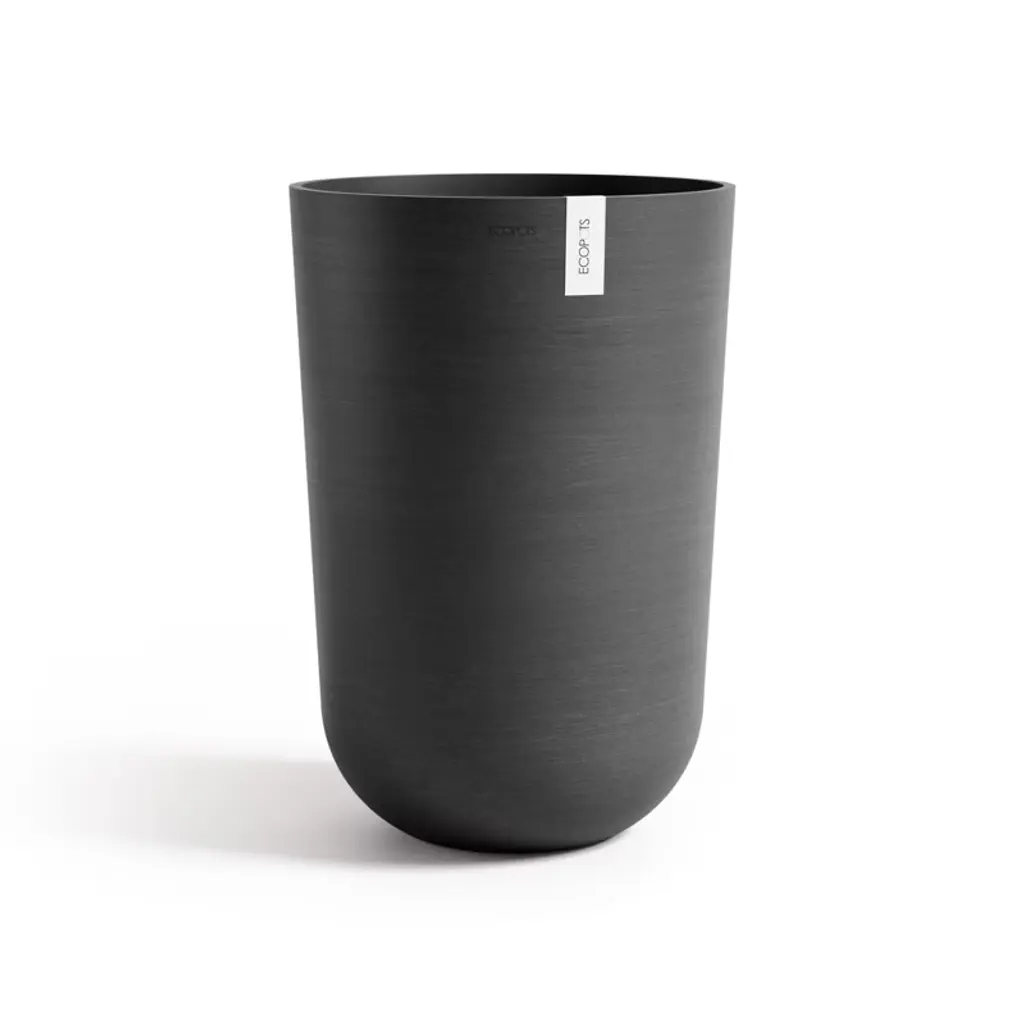 Ecopots Oslo High Durable Modern Round Indoor/outdoor Recycled-based Composite Flower Pot Planter, Dark Grey, 20.5"