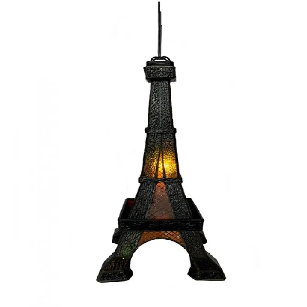 Eiffel Tower Shape With Stained Glass Panels Table Lamp - Multi