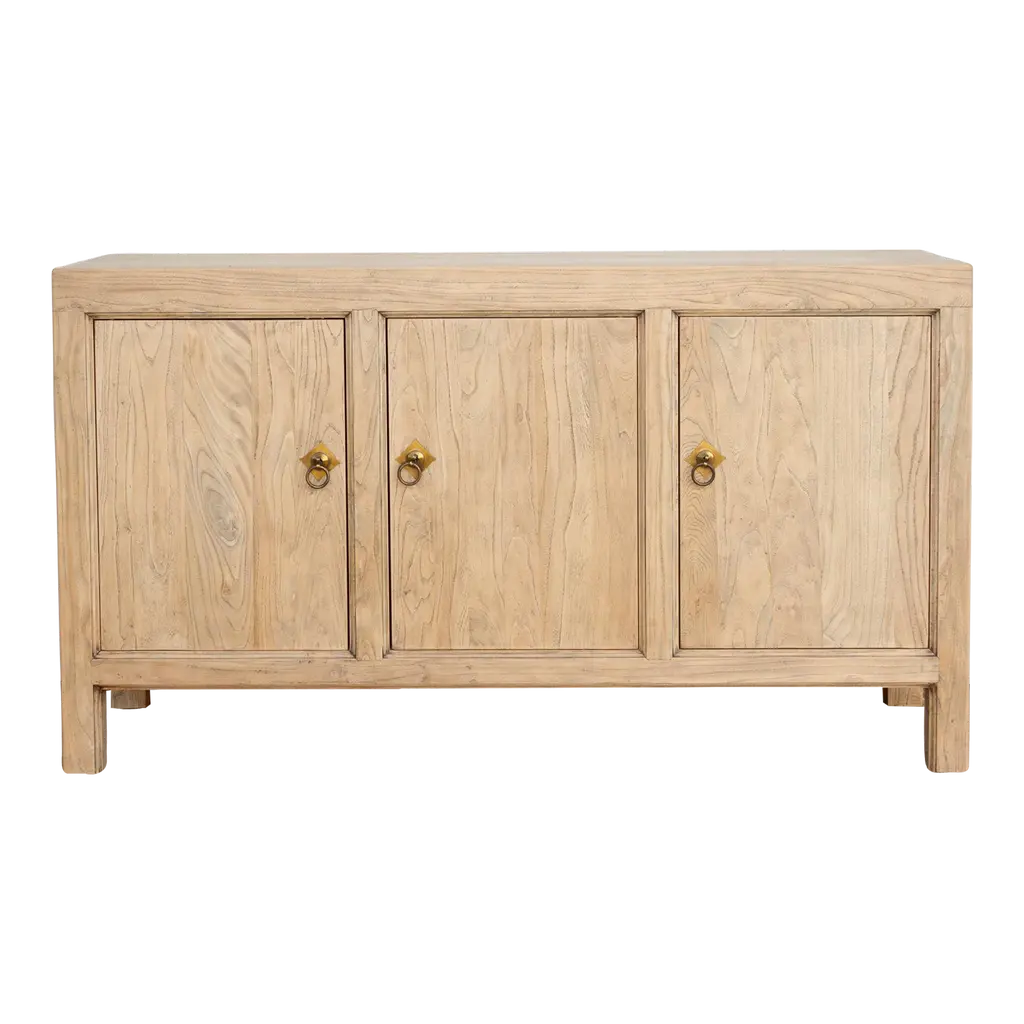 Reclaimed Bleached Wood Asian Sideboard