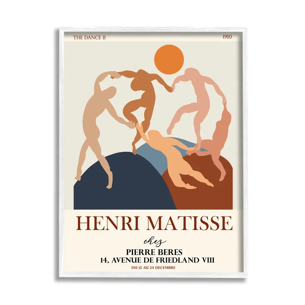 Stupell Matisse Dancing Circle Terracotta Abstract Layered Shapes Framed Wall Art - 16 X 20 - White