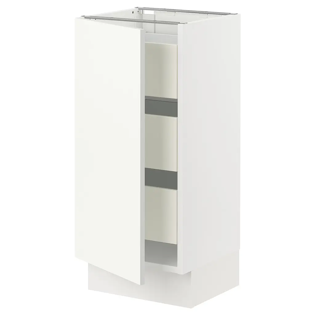 Sektion / Maximera Base Cabinet With 1 Door/3 Drawers - White/vallstena White 15x15x30 "